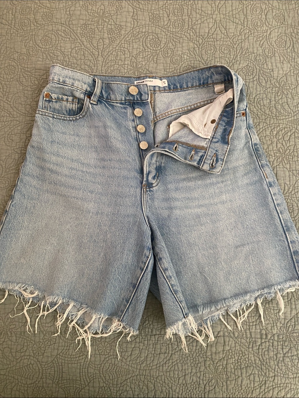 Garage Denim Button Fly High Rise Cut Off Jean Shorts
